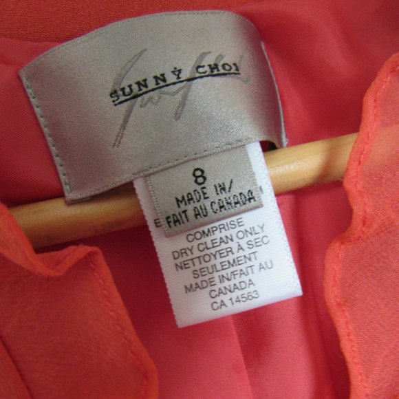 С$695 Sunny Choi Women Jacket, New,Color:Orange/Red, Silk, sz. 8, made in Canada - Picture 5 of 7